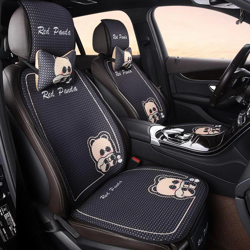 汽车四季通用蜂窝按摩透气网眼卡通夏季网红女神带靠背清凉坐垫