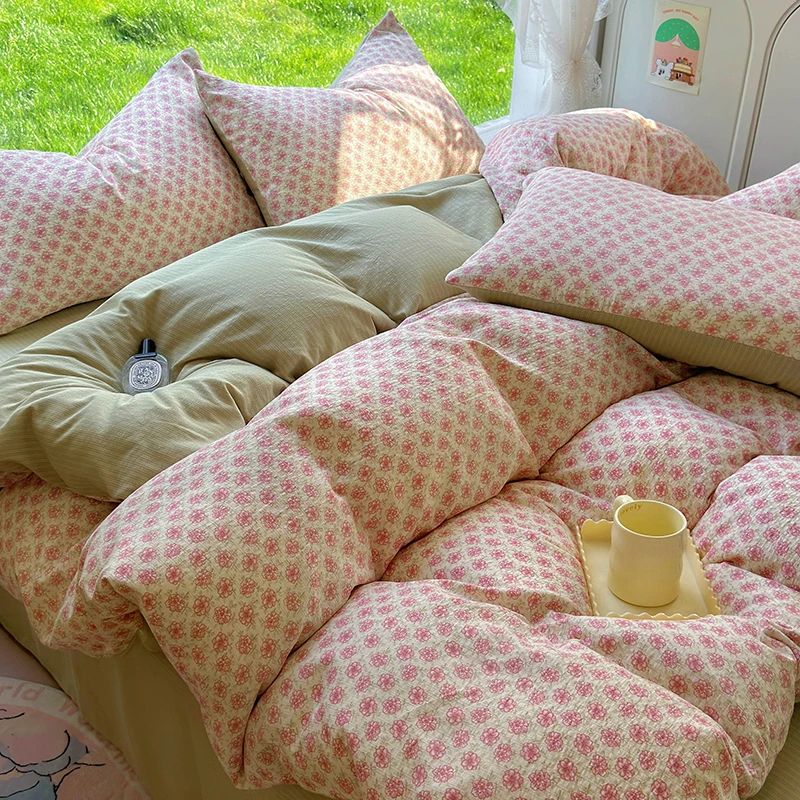 【标准四件套】A类柔软泡泡有氧提花四件套碎花简约清新可爱公主风