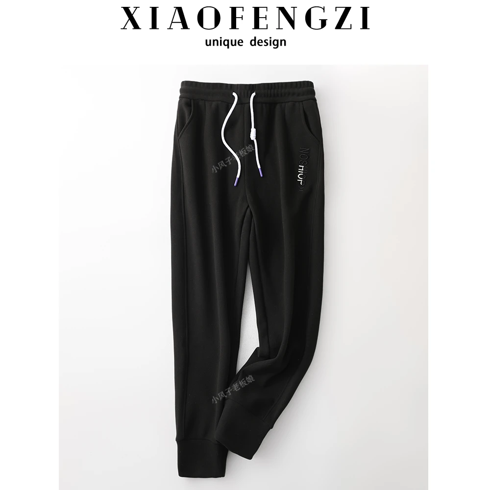 门店价399！刺绣款三防毛呢+内里珠花绒！防风！束口防风裤