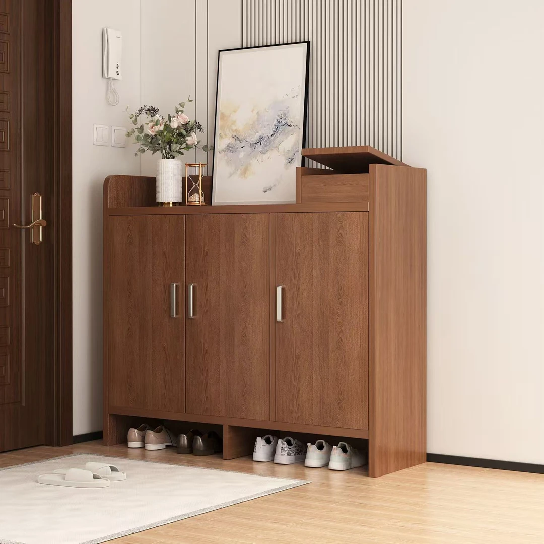 B235-90厘米古檀木三门鞋柜