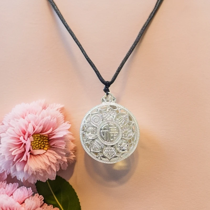 【新年福利】项链 XL04时尚精致雕刻福字八宝罗盘项链带链子