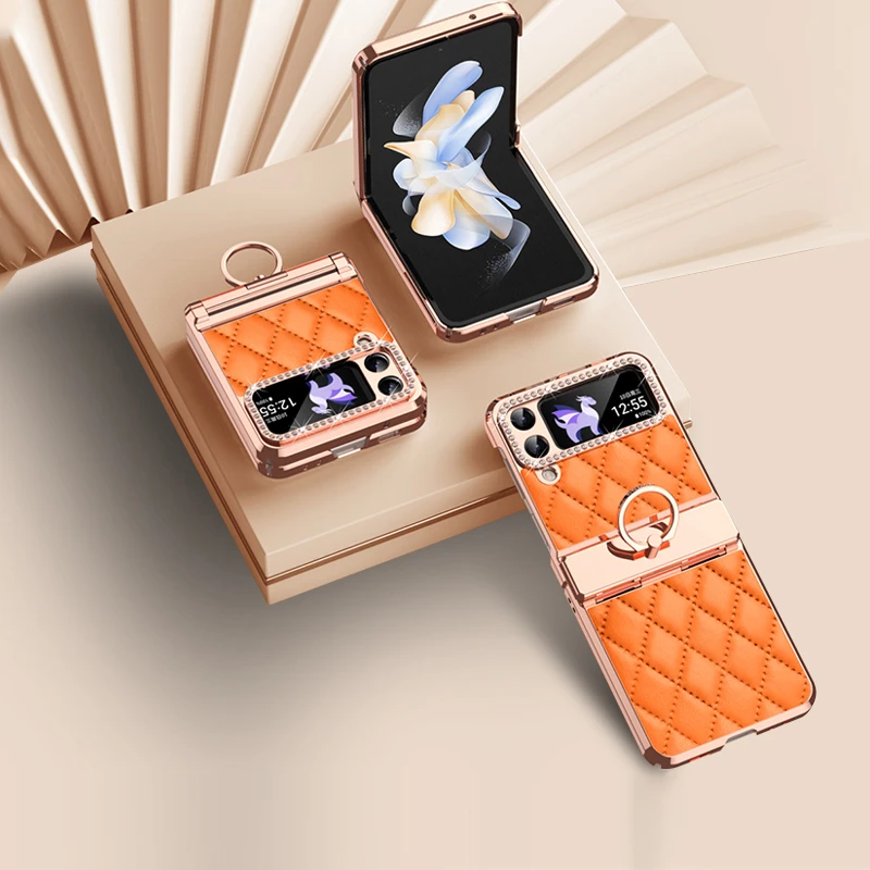羽唯适用三星ZFlip6手机壳指环支架flip5保护套w23flip闪钻Flip4