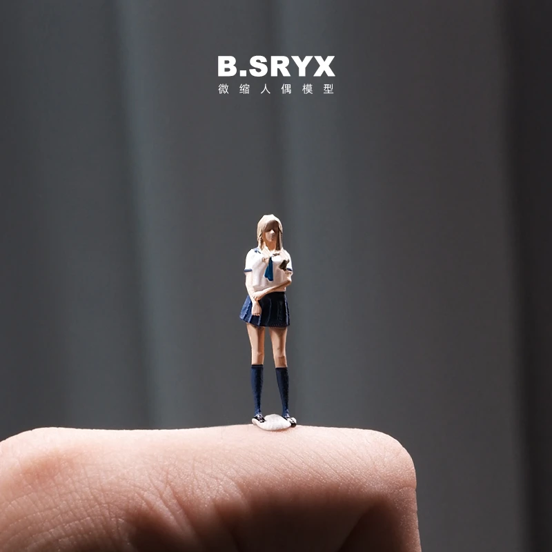 1:64 JK制服女孩女学生微缩人偶模型沙盘场景手办微拍小人摆件