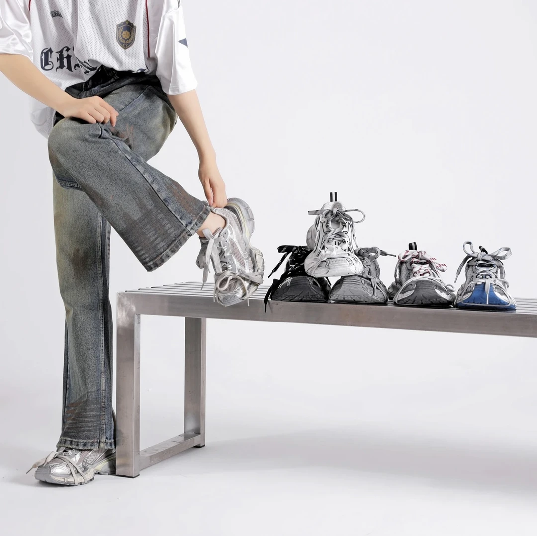 3XL带字母标潮流男女同款休闲美式做旧水洗老爹鞋男鞋女鞋