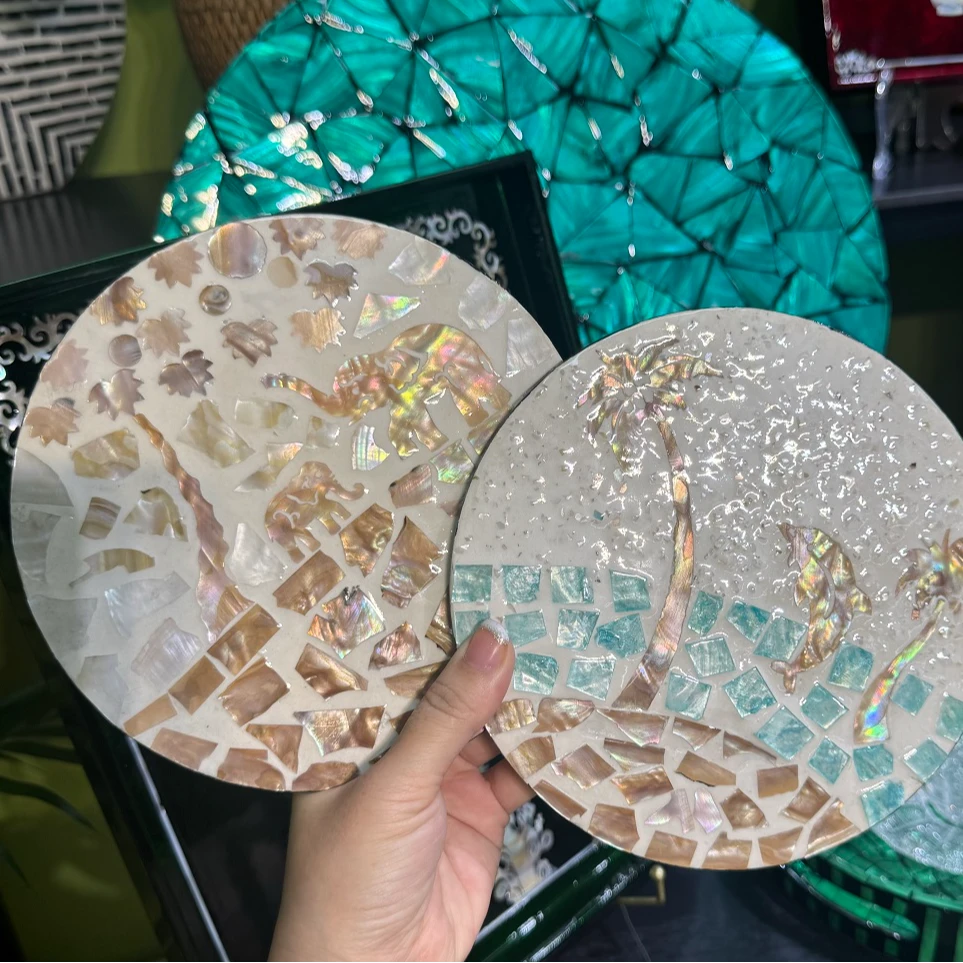 BK080天然贝壳隔热垫精美点心餐垫直径：18cm