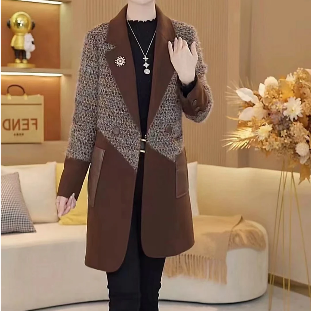 CF520 外套气质网红洋气轻奢时尚休闲百搭拼接双面显瘦秋冬宽松