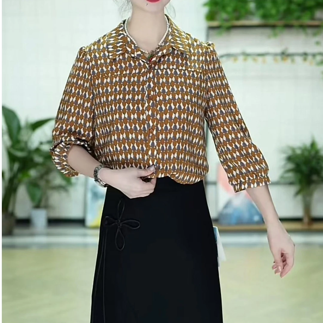 S959 新款翻领洋气高档几何波点时尚显瘦设计感休闲气质百搭上衣