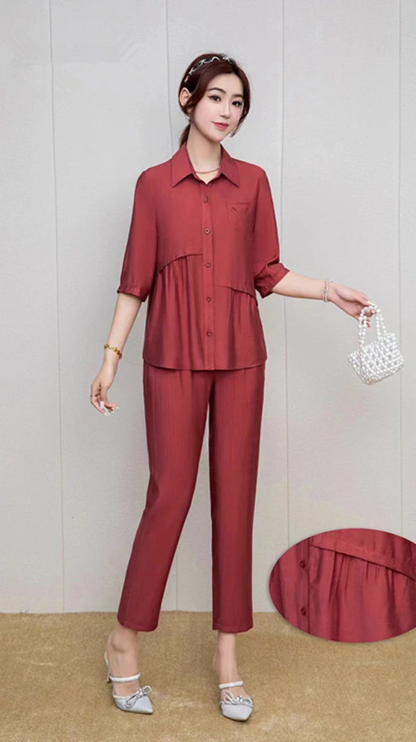 T135 时尚套装春季新洋气宽松小个子休闲气质修身显瘦两件套