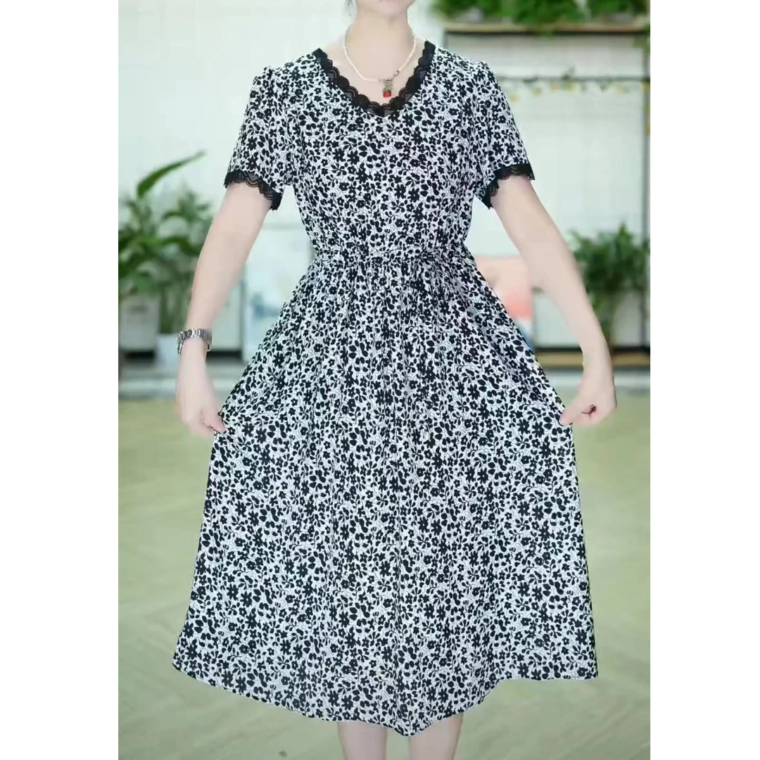 W0011夏季气质连衣裙显瘦时尚修身日常优雅遮肚过膝连衣裙