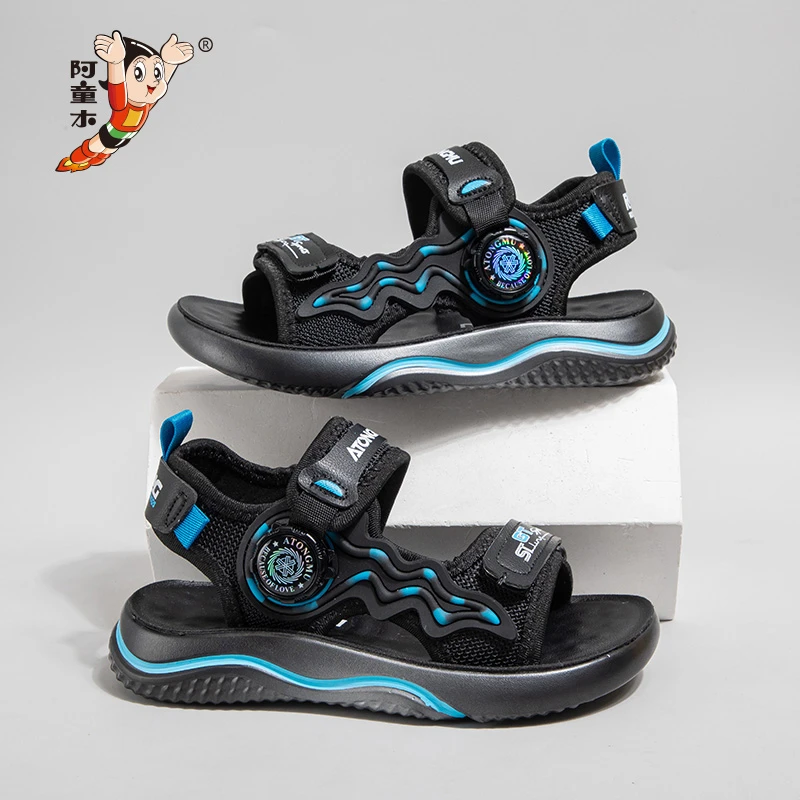 阿童木男童露趾凉鞋休闲百搭聚氨酯软底舒适运动沙滩鞋中大童凉鞋