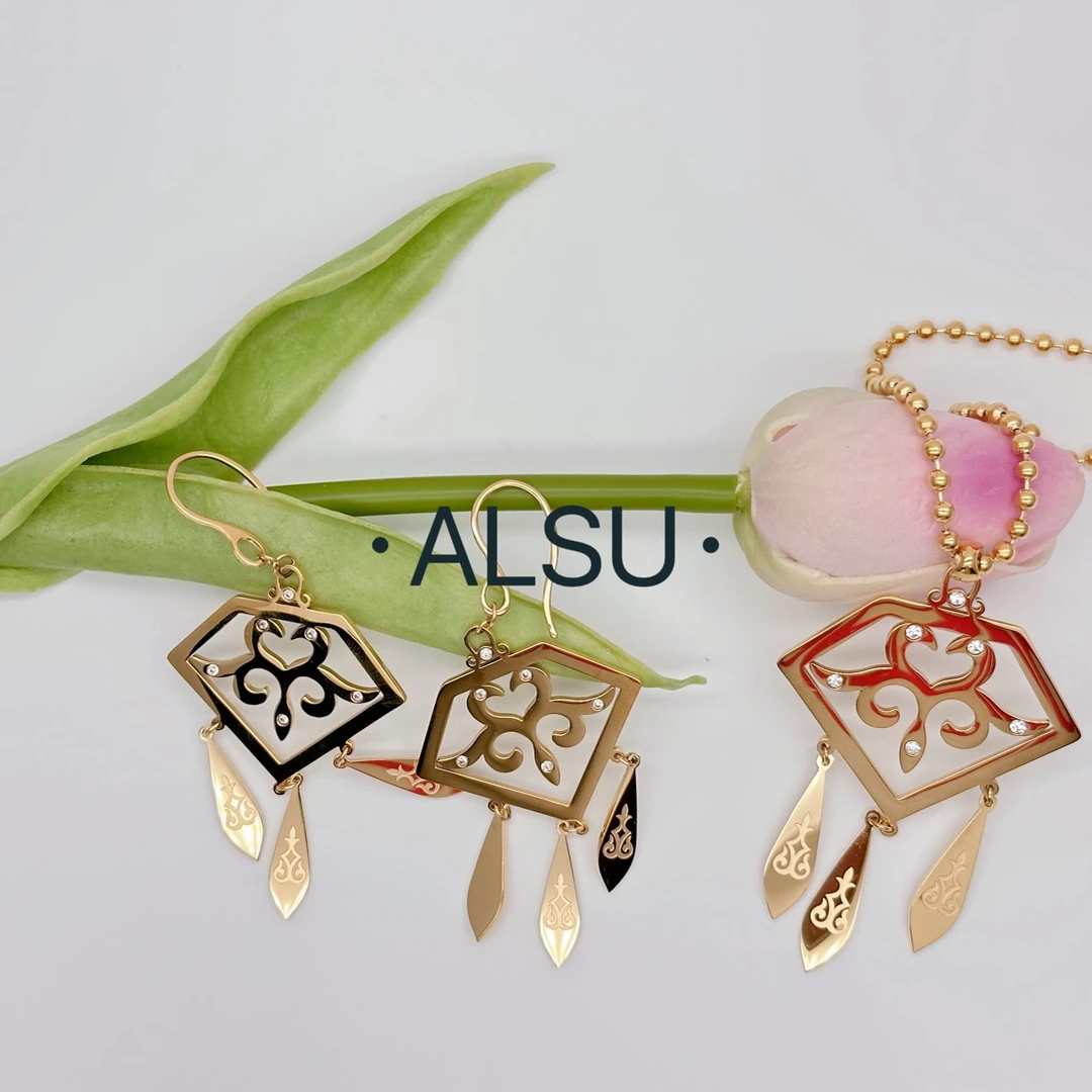 合金项链 ALSU原创哈萨克风格菱形套装（半年质保）