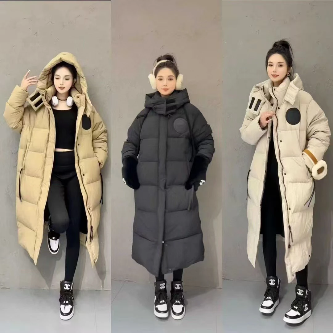 【薇薇专属】高端圆标背后刺绣长款韩版时尚连帽秋冬外套气质百搭