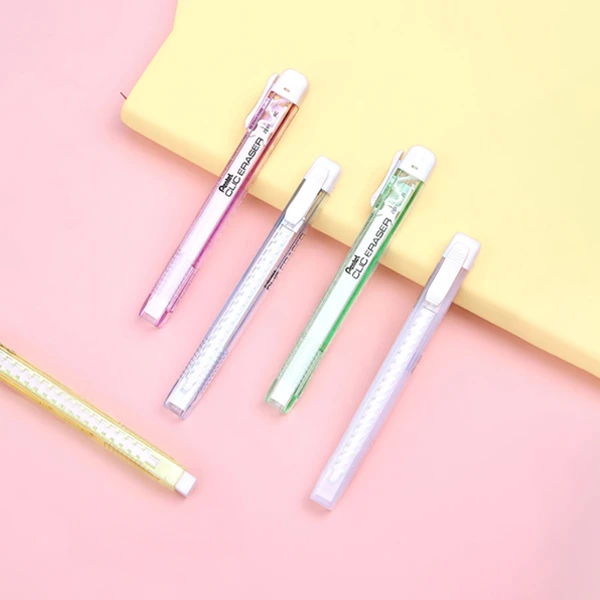 pentel/派通笔式橡皮擦铅笔糖果色儿童可爱笔形自动像皮可换替芯