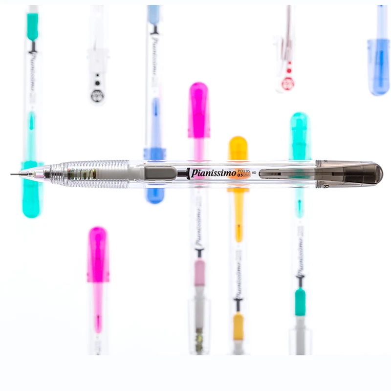 pentel/派通日本侧按式自动铅笔0.5透明笔杆学生PD105不易断铅