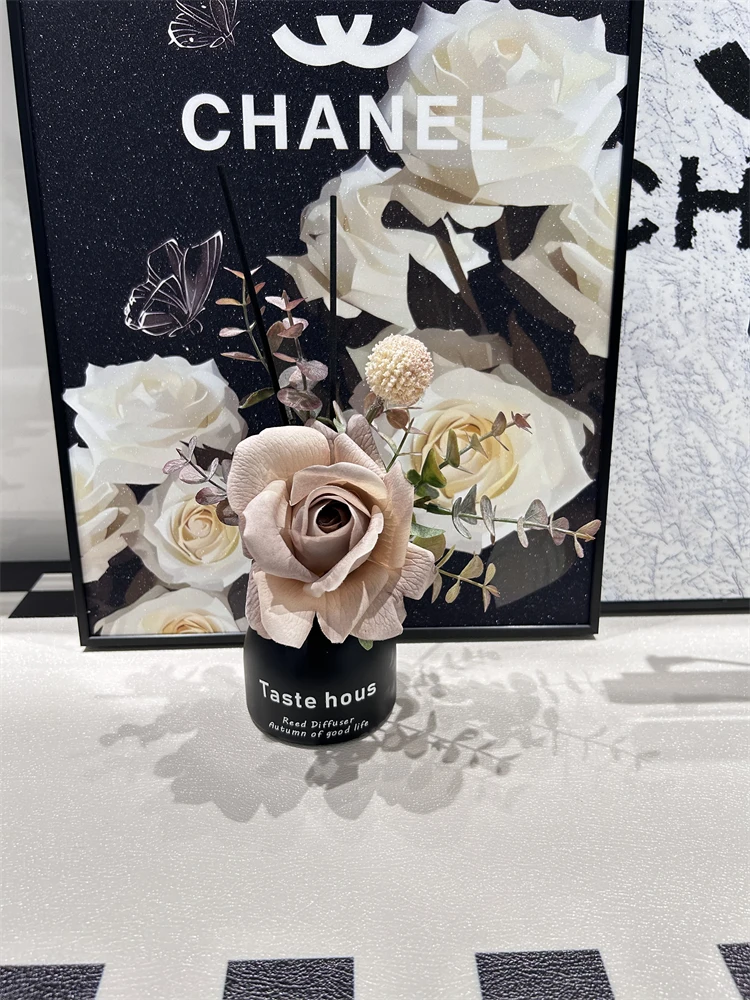 小清新香薰摆件花瓶花束餐桌插花装饰品花仿真假玫瑰花仿真花摆设