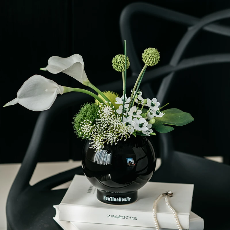 设计师款手札花束摆件马蹄莲手捧花客厅玄关质感花艺装饰