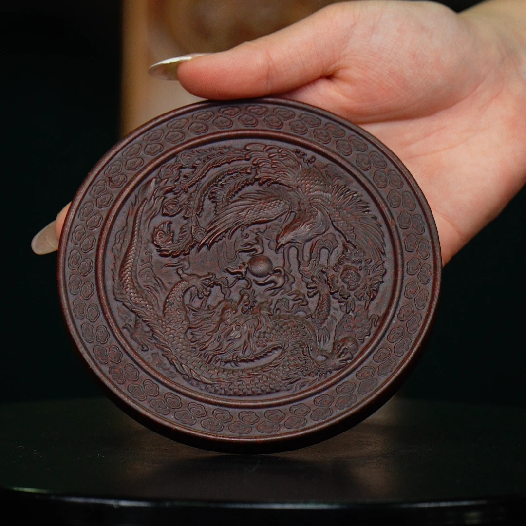 宜兴紫砂 紫 龙凤壶承