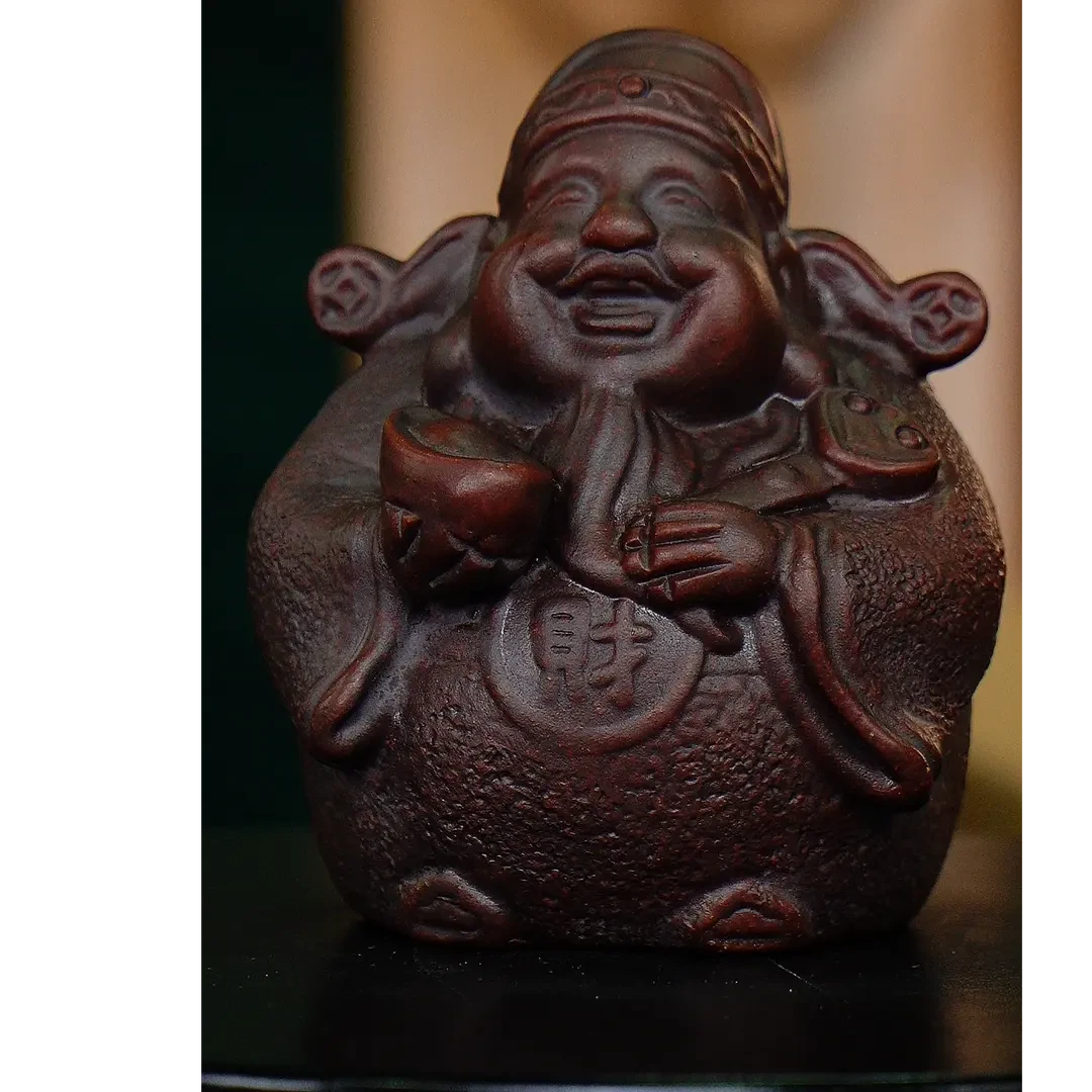 宜兴紫砂茶宠紫 矮 大元宝财神