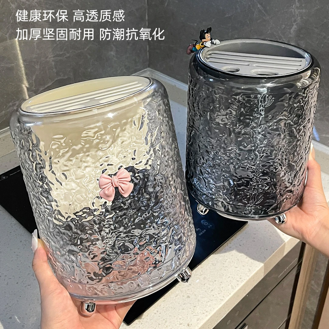 亿米佳冰川纹旋转刀架多功能筷子收纳家用台面带沥水厨房置物架