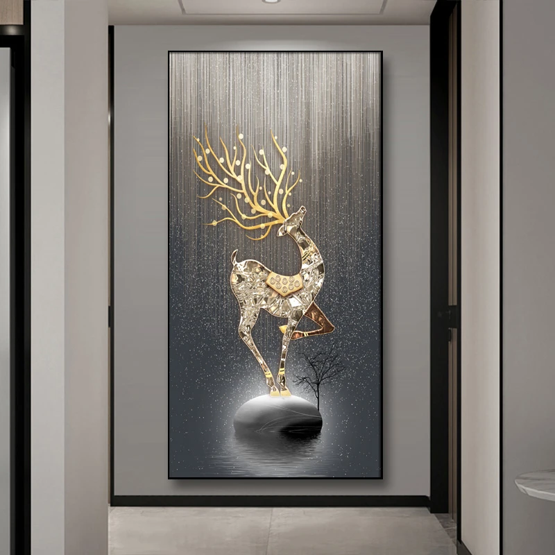 简约实木玄关抽象装饰画入户设计风格艺术手工灯光画装饰轻奢现代