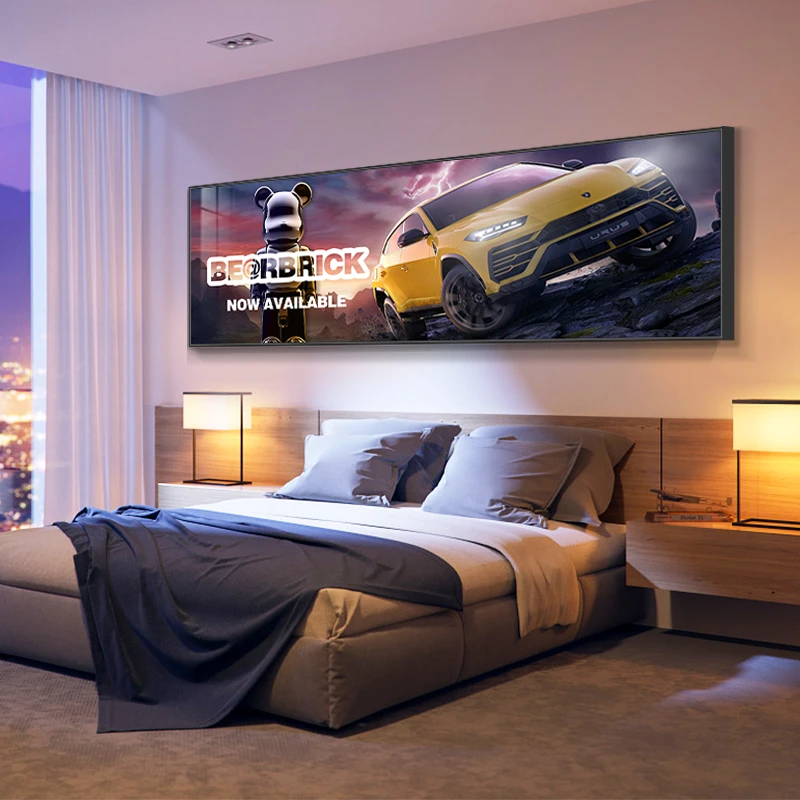 卧室床头画网红暴力熊汽车潮流挂画客厅沙发背景墙kaws主题装饰画