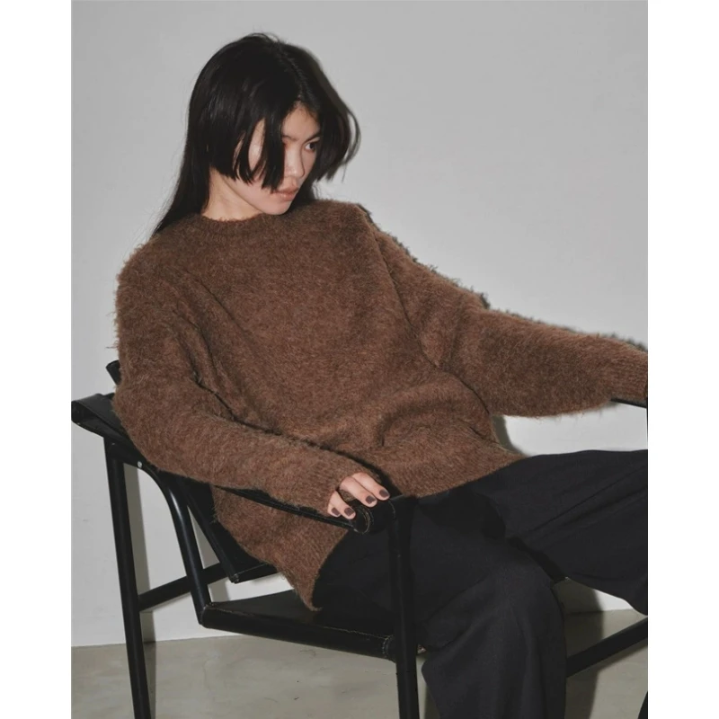 【TaKuMi】日系品牌 秋冬上新 T 慵懒风宽松高密度厚款毛绒针织衫