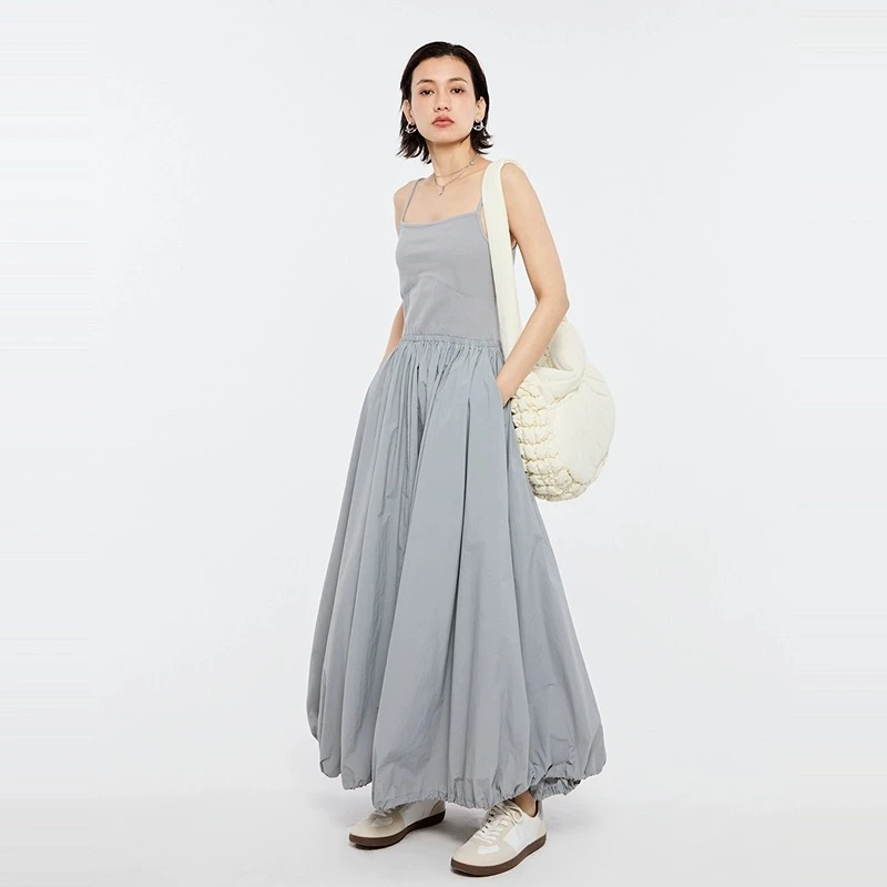 【Takumi】日系品牌 春夏新款 M 抽绳度假风吊带花苞女装连衣裙