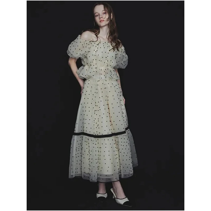 【TaKuMi】日系品牌 夏季新款 E 欧根纱珍珠设计感气质优雅半身裙