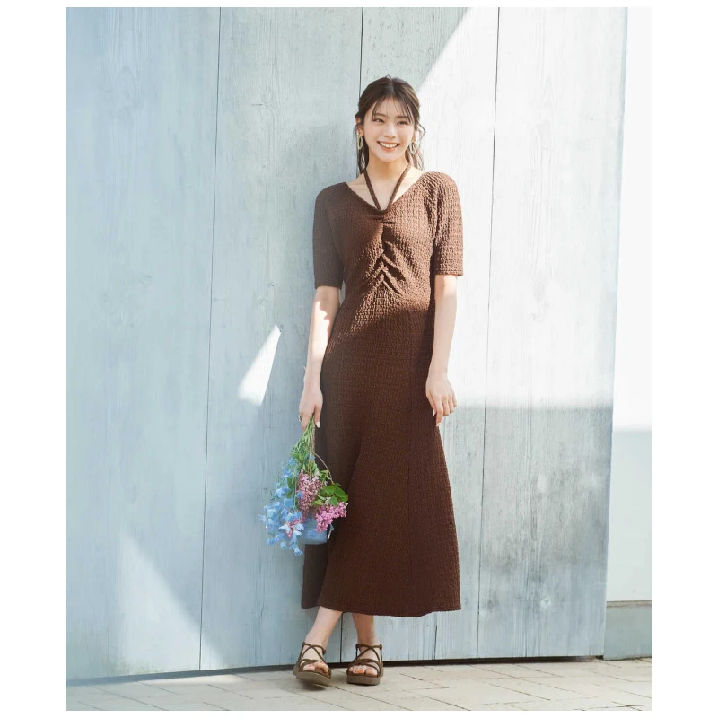 【TaKuMi】日系品牌 夏季新款 N 褶皱吊带设计感气质显瘦连衣裙