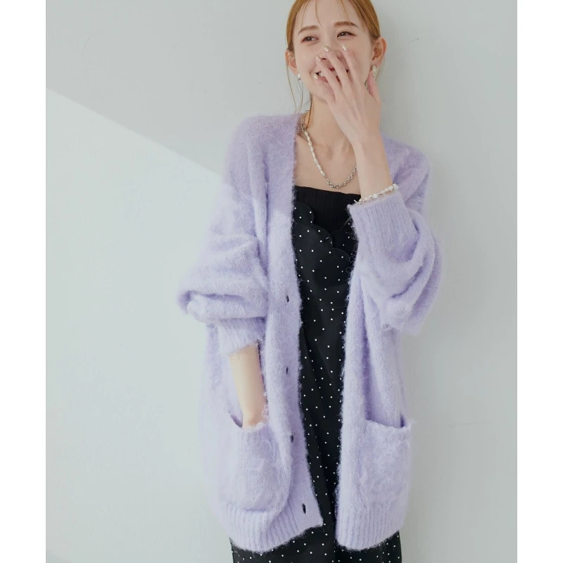 【TaKuMi】日系品牌 N 秋冬上新 毛茸百搭时尚气质针织毛绒开衫