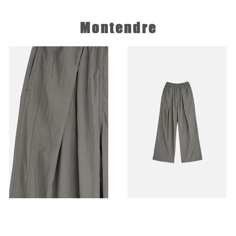 【TaKuMi】日系品牌 夏季新款 O 高腰褶皱感气质薄款百搭休闲裤