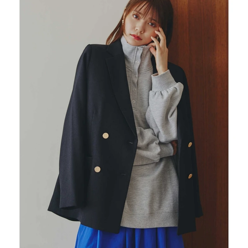 川津明日香同款 N 翻领百搭休闲宽松纯色卫衣【TaKuMi】日系品牌