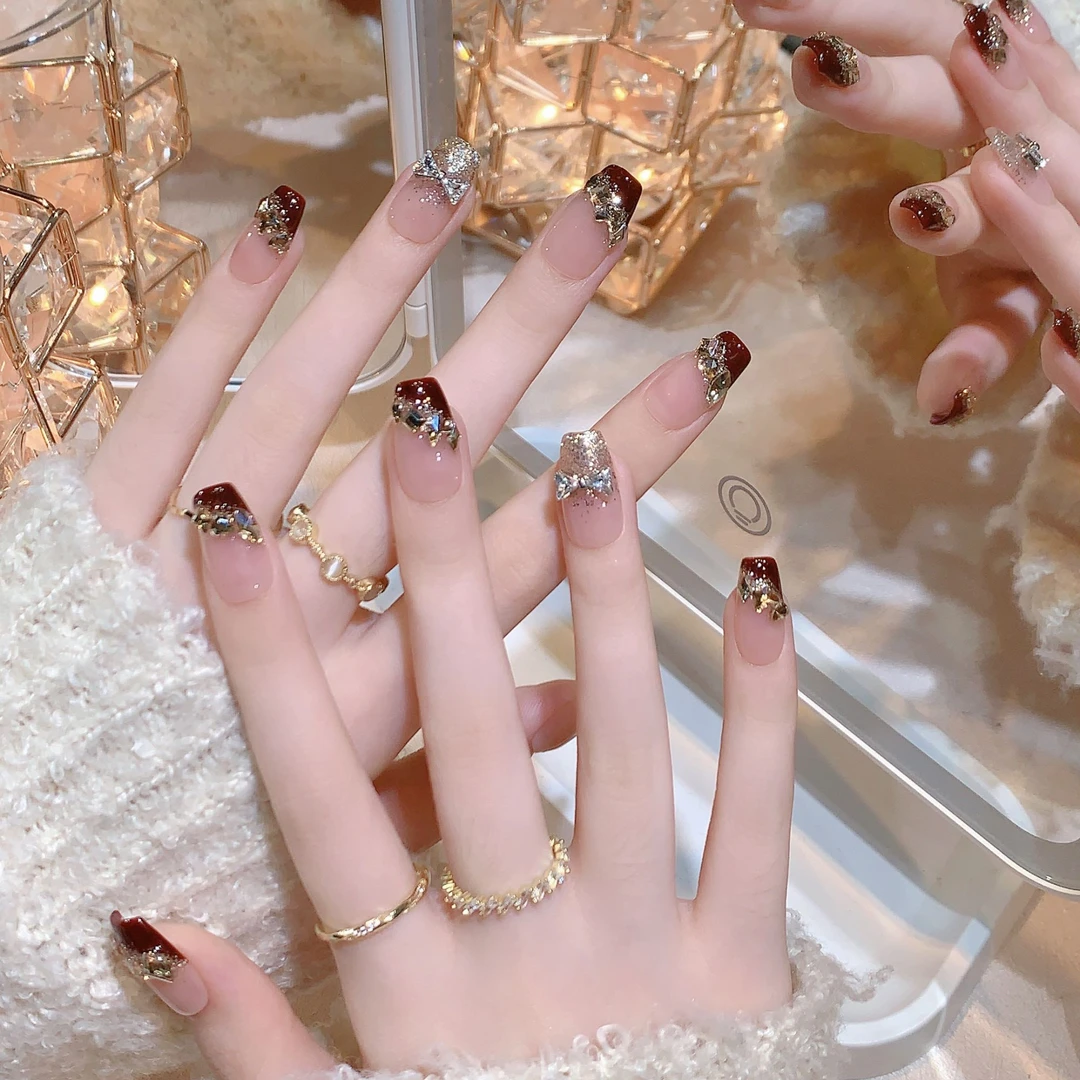 【繁花】恩妮诗纯手工穿戴甲指甲贴显白美甲穿戴甲片高级感气质