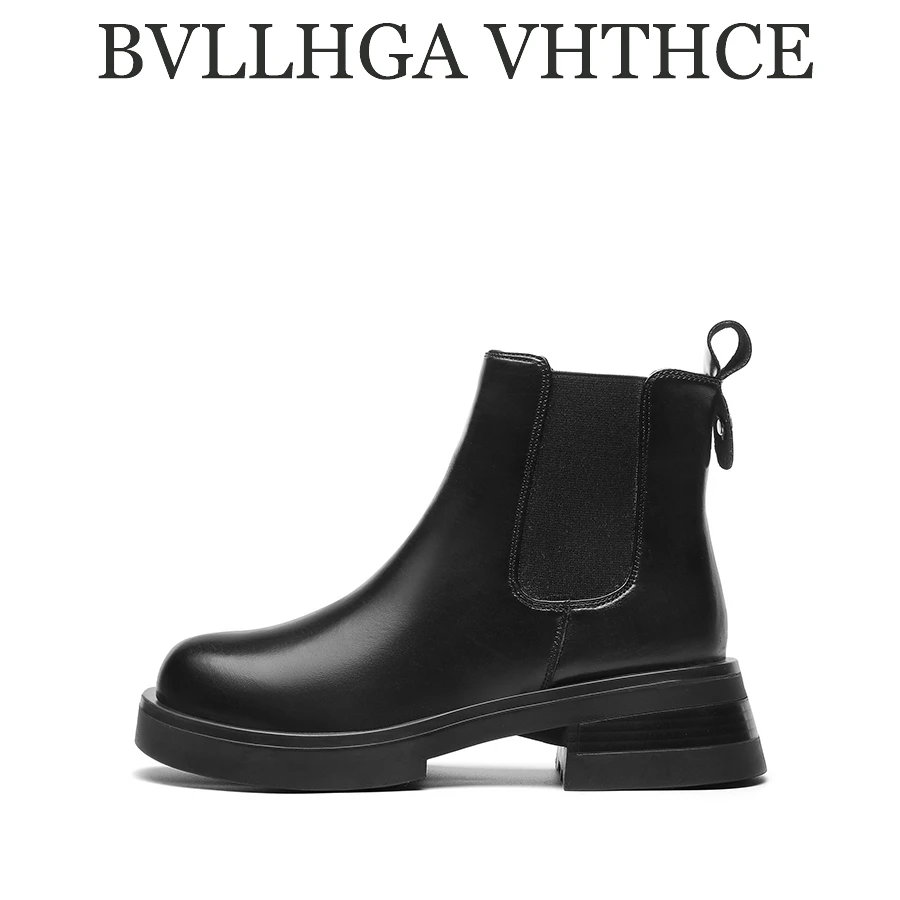 【BV高定】2024新款切尔西马丁靴秋冬百搭圆头时尚休闲真皮潮流女鞋