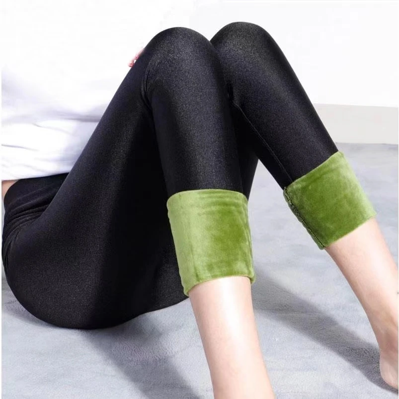 2023新款秋冬季加绒光泽打底保暖裤显瘦高腰弹力外穿加厚大码裤