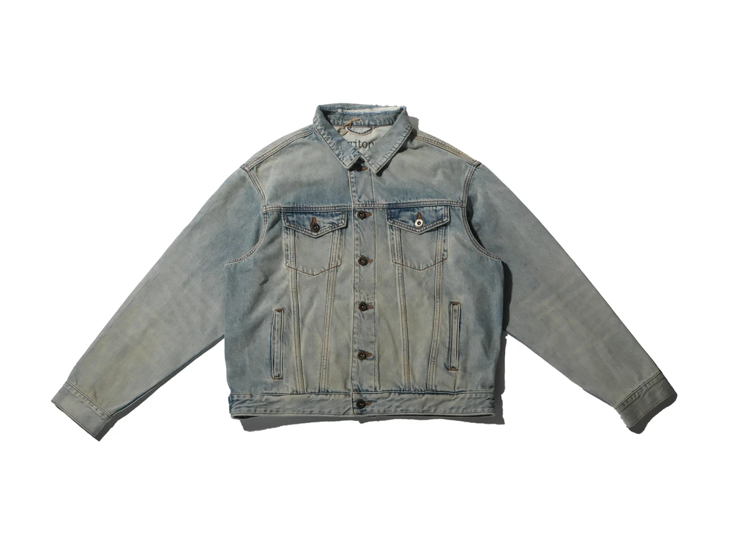 TN"水母“15oz做旧水洗磨烂补丁经典557赤耳夹克