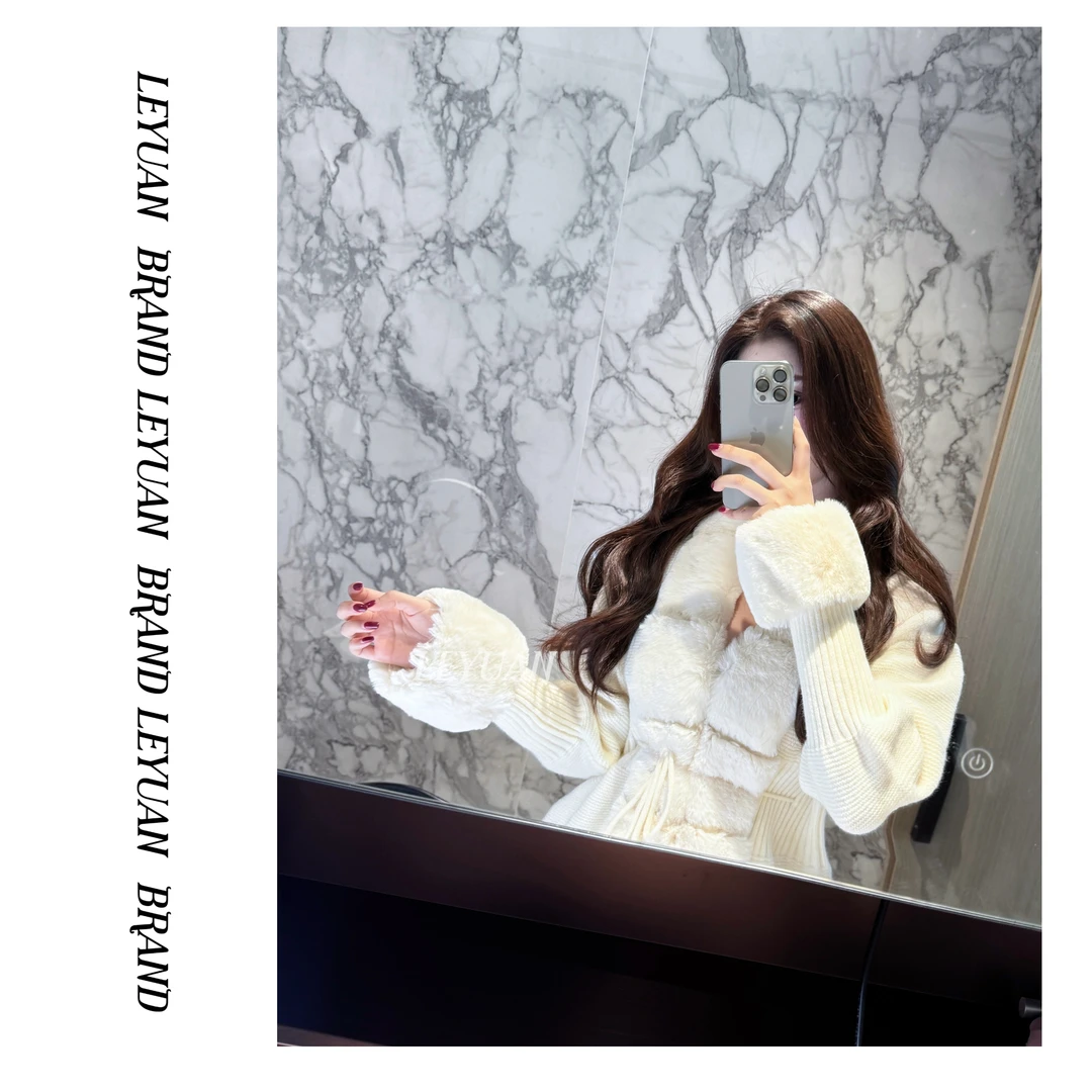 【清冷小白花】LEYUAN.气质高级感超好看收腰中长款毛绒外套女