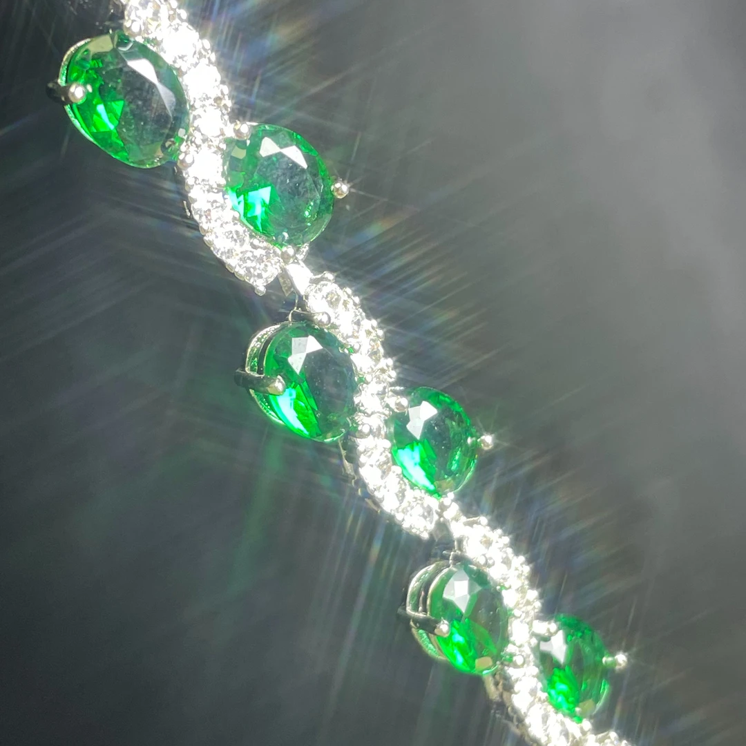 s级收藏手链 时尚精美女士绿色手链满镶df609潮流镶嵌