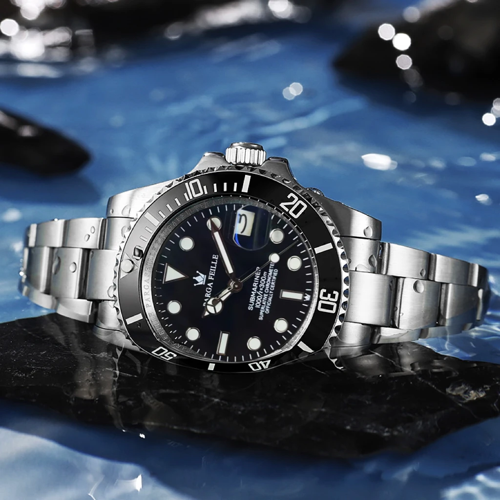 全自动机械表PARGA FEILLE-全盘夜光防水经典男士机械手表男腕表