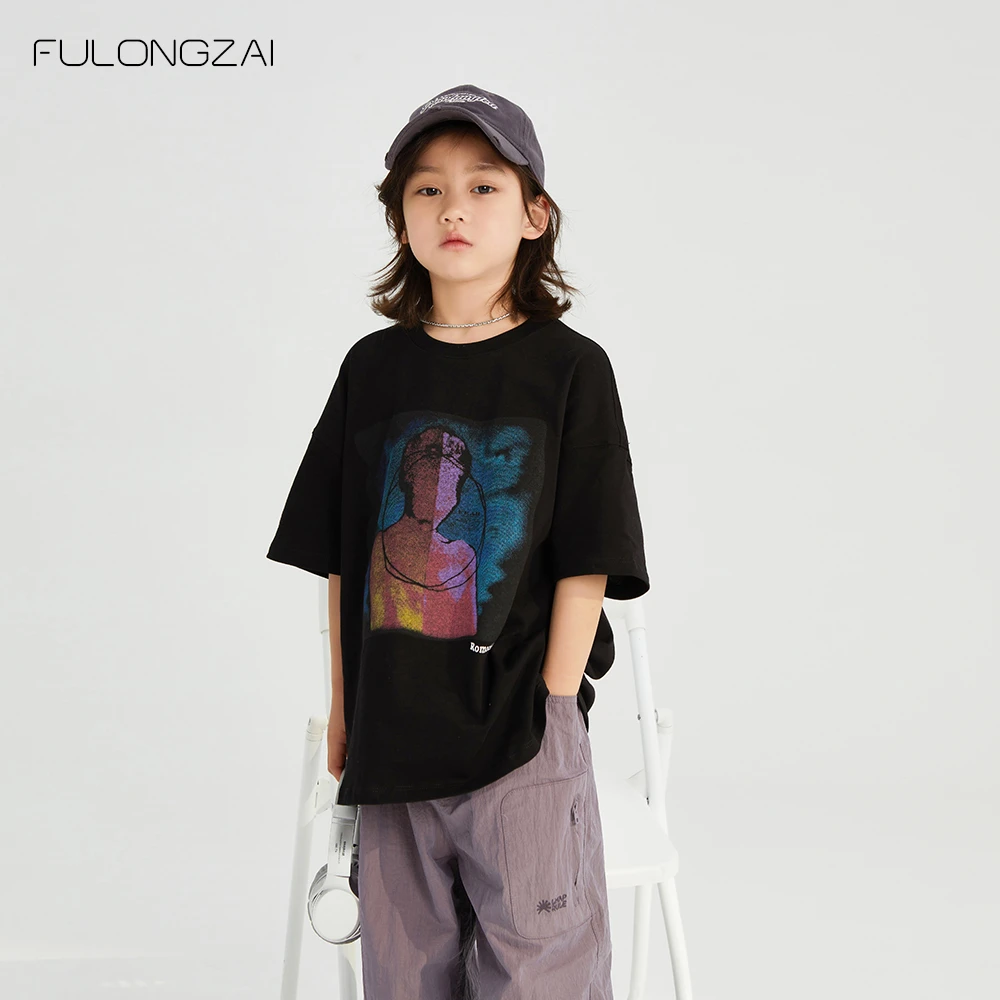 (现货)FULONGZAI亲子童装2024夏季男女童新款中大童潮牌短袖T恤