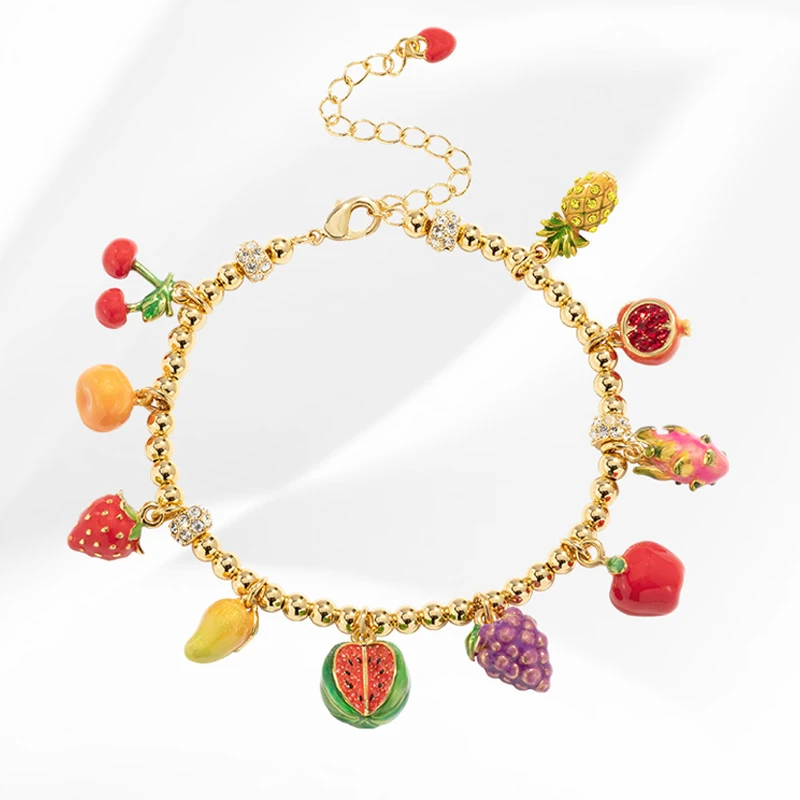 JuicyGrape 黄铜珐琅手链 时尚小众彩色清新甜美水果手链少女