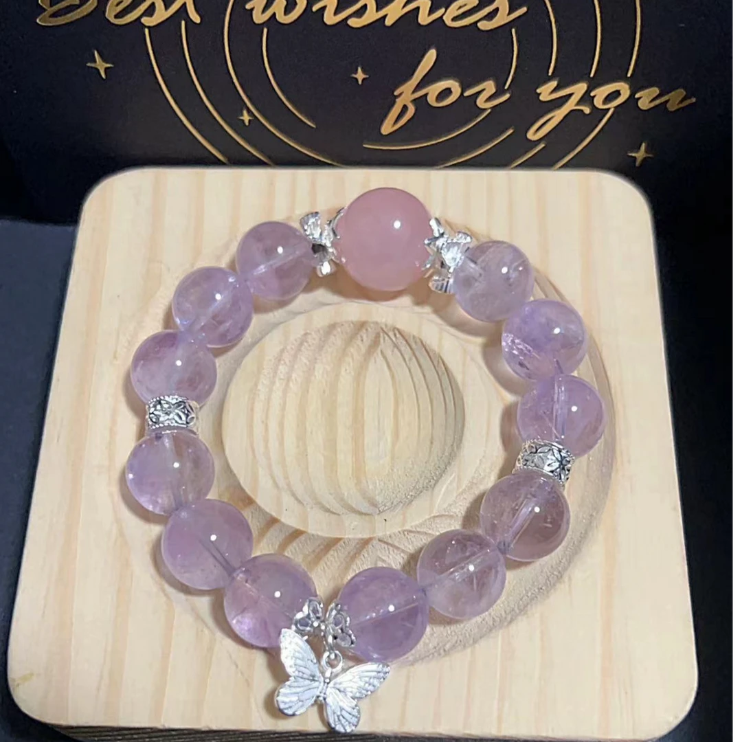 合金石英石手链 【主珠粉紫水晶设计款手链】梦幻紫色时尚温柔气质