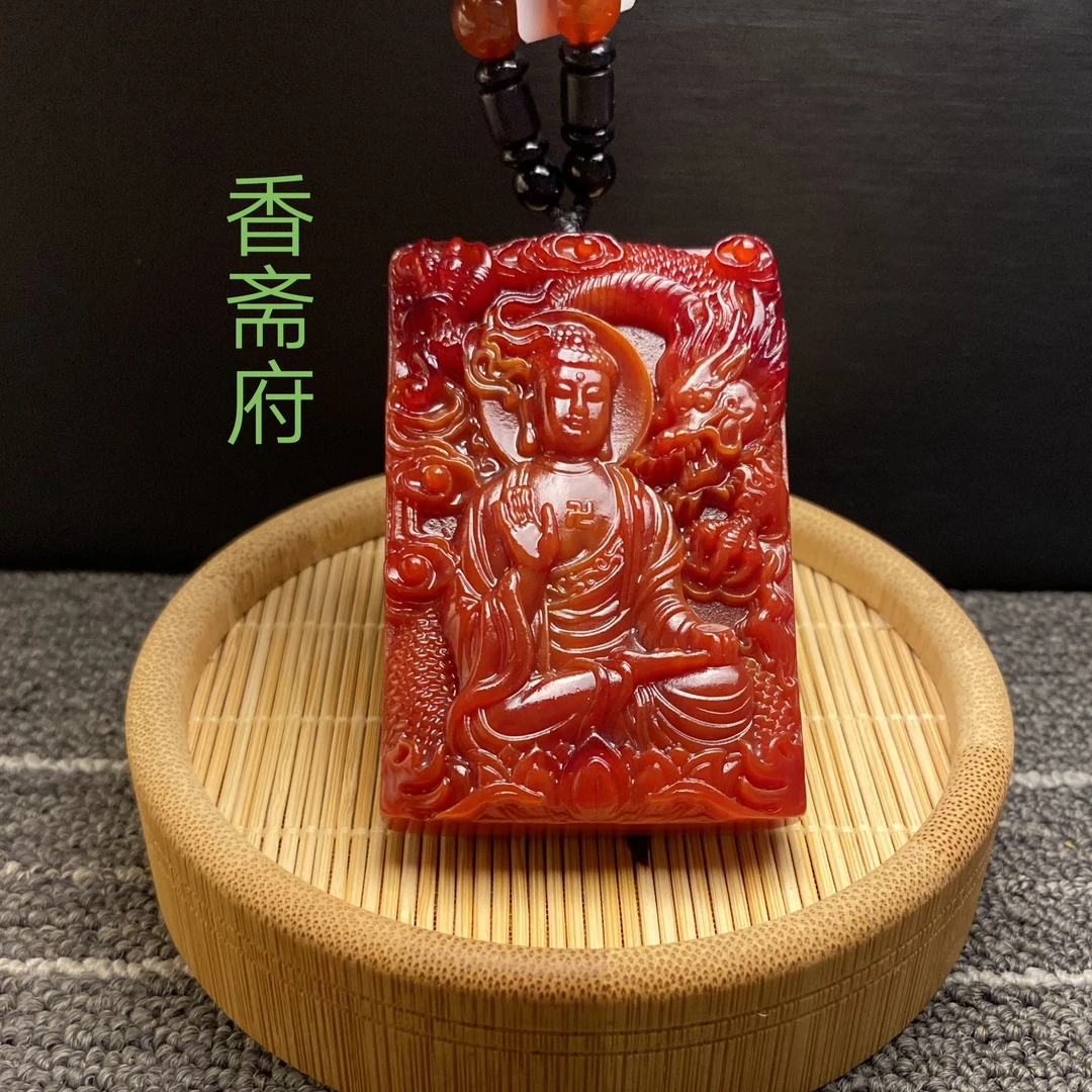 ❷❾【香斋府】特色手工艺龙泉香手工雕刻随形大日如来脖挂牌