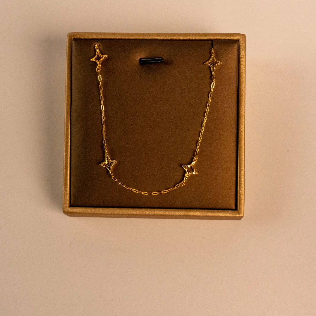 吊坠足银 外包金四芒星套链轻奢时尚百搭简约精致气质中古坠链