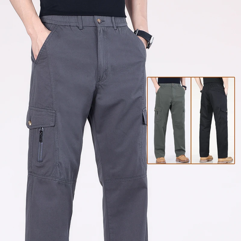 夏季薄款多口袋户外工装裤男士宽松直筒弹力休闲裤六兜干活战术裤