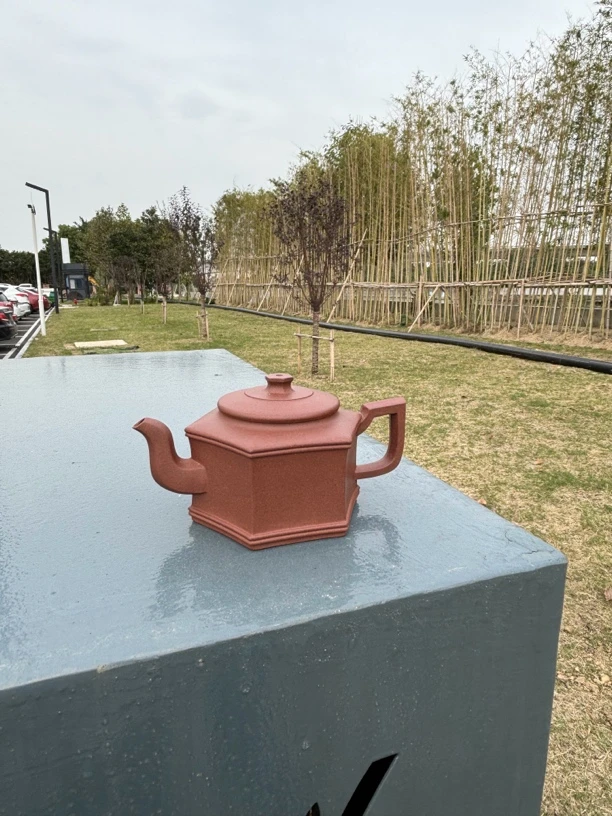 宜兴原矿紫砂，紫泥六方源泉壶150cc，精工半手，喜欢直接下单