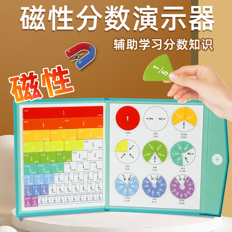 【精装版】磁性分数演示器分数盘小学通用分数运算学习盘同步教具