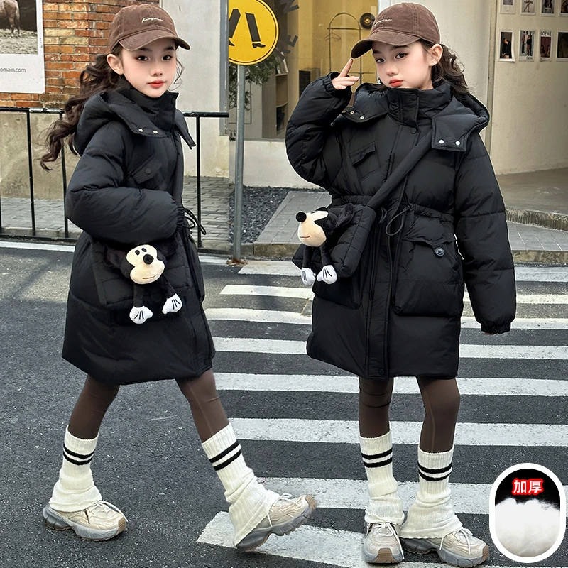 中长款收腰女童冬季棉服3-15岁小女孩洋气加厚保暖儿童装棉衣棉袄