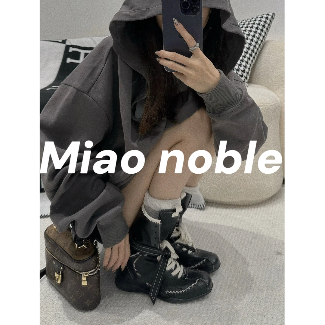 HH【3.0拳击鞋】拳击靴户外运动靴内增高马丁靴女绑带新款德训鞋