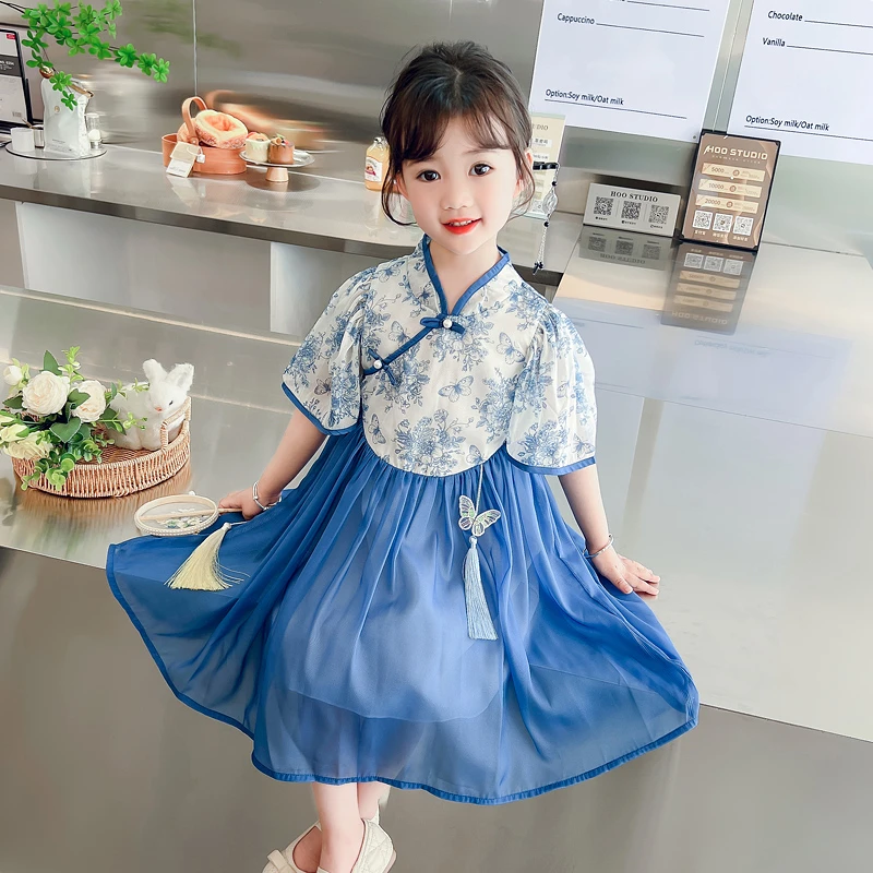 2024新款夏季女童连衣裙洋气时髦儿童旗袍裙子国风汉服夏天公主裙